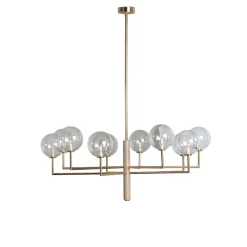 Lysekrone Feme, guldfarvet, glas, 10 lyskilder, G9