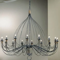 Lysekrone Filo, 16-flammet, blå-sort, metal, Ø 140 cm