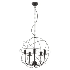 Lysekrone Globe med 5 lyskilder, sort