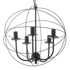 Lysekrone Globe med 5 lyskilder, sort