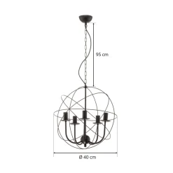Lysekrone Globe med 5 lyskilder, sort