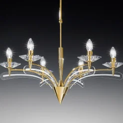 Lysekrone ICARO, med krystalglas, guld