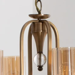 Lysekrone Jadina, guld antik, 5 lyskilder, Ø 62 cm metal/glas