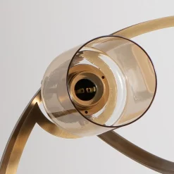Lysekrone Jadina, guld antik, 5 lyskilder, Ø 62 cm metal/glas