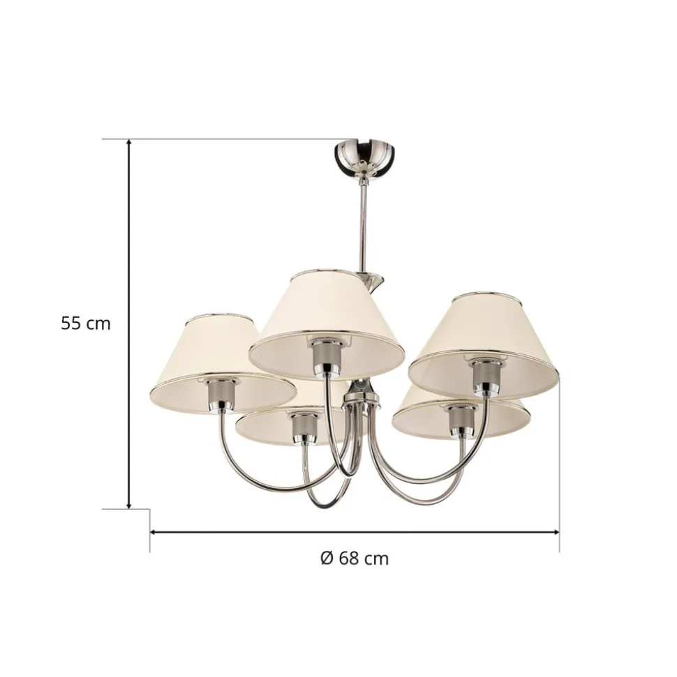 Lysekrone London krom/creme, 5 lyskilder