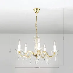 Lysekrone Marie Claire krystalglas 5 lyskilder