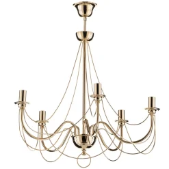 Lysekrone Retro, femarmet 75 cm, guld