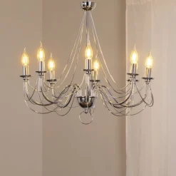 Lysekrone Retro, 8 lyskilder 75 cm, krom