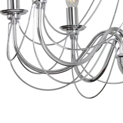 Lysekrone Retro, 8 lyskilder 75 cm, krom