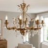 Lysekrone Teresa, bronze, krystal, Ø 70 cm, 8 lys