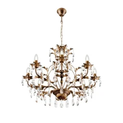 Lysekrone Teresa, bronze, krystal, Ø 70 cm, 8 lys