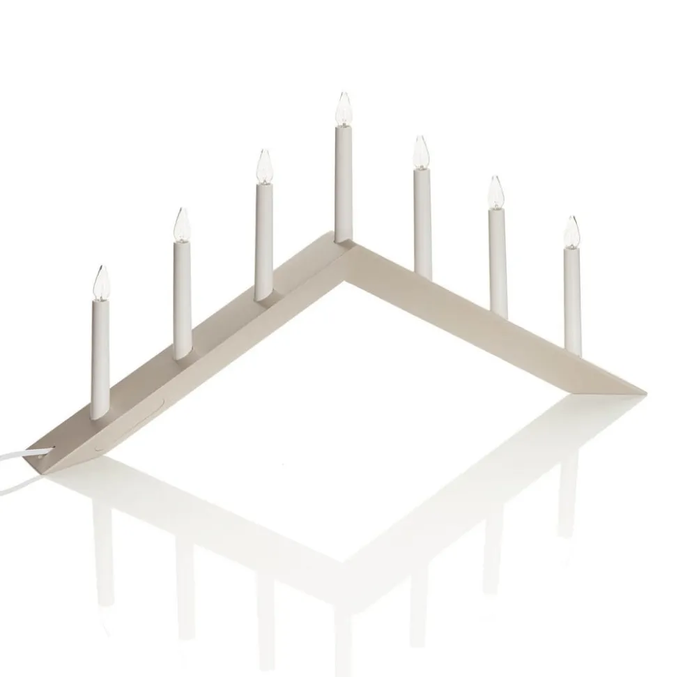 Lysestage Arrow, flad, 7-flamme, grå