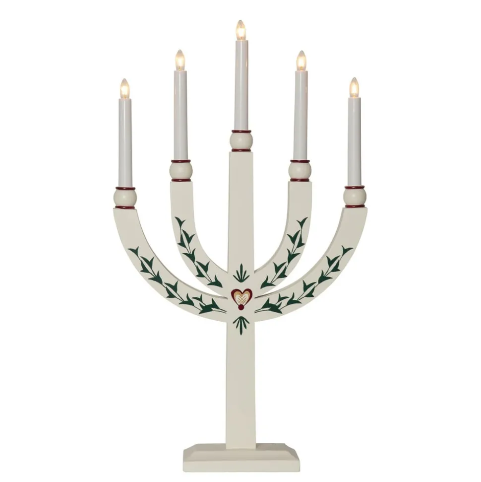 Lysestage Elias Tradition femflammet hvid
