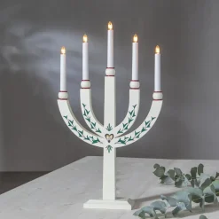 Lysestage Elias Tradition femflammet hvid