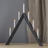 Lysestage Pil, spids, 7-flamme, sort