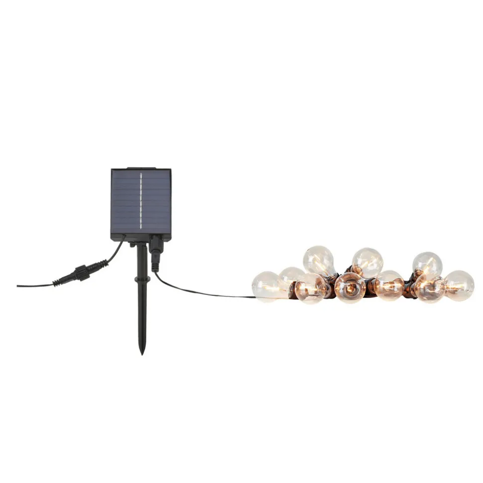 Lyskæde Suno, solcelle, USB, plast, 10 lyskilder, IP44