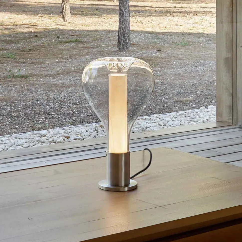 LZF Eris LED-bordlampe, glas, aluminium/elfenben