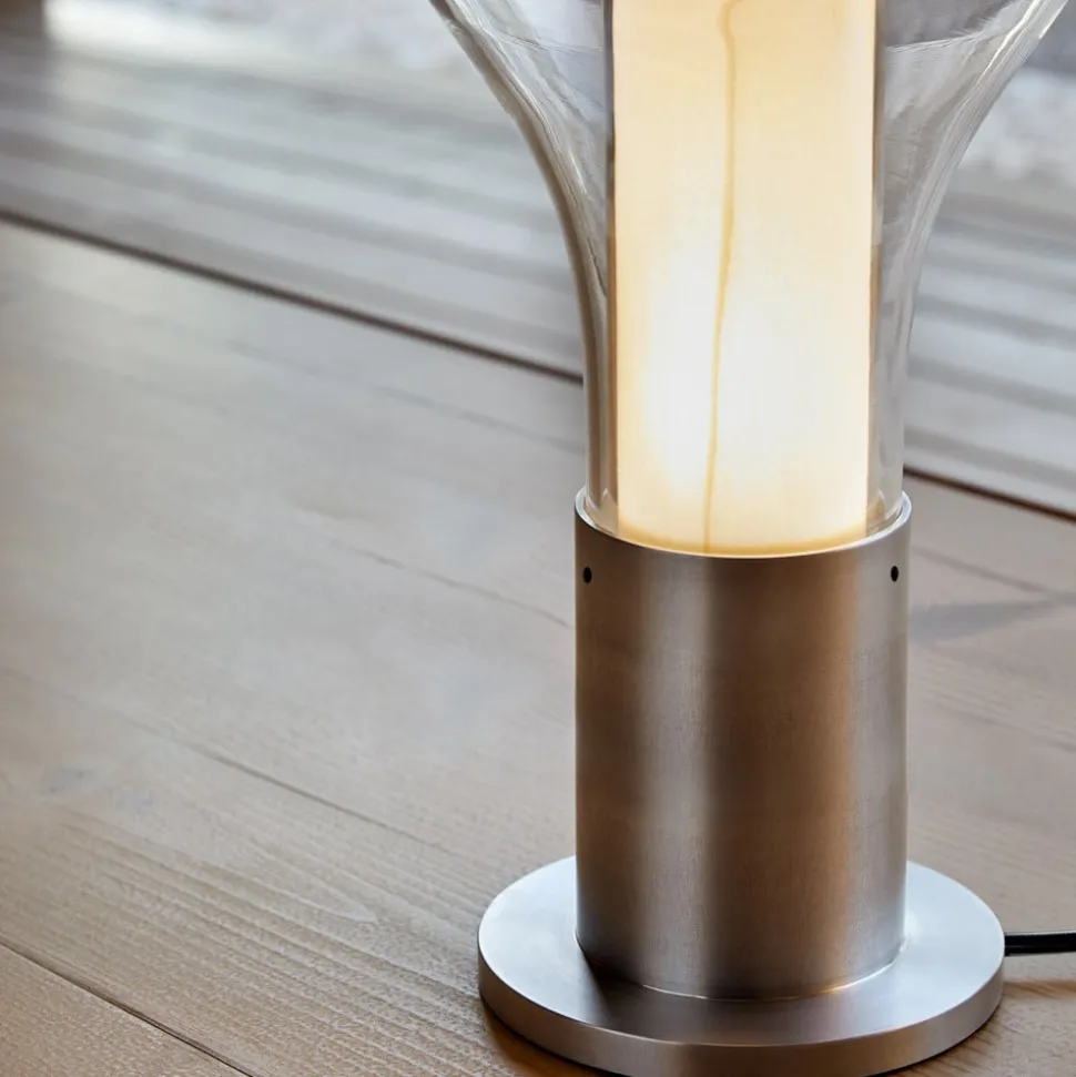 LZF Eris LED-bordlampe, glas, aluminium/elfenben