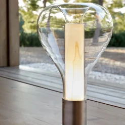 LZF Eris LED-bordlampe, glas, aluminium/elfenben