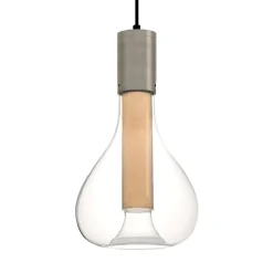 LZF Eris LED-pendellampe, glas, aluminium/bøg