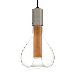 LZF Eris LED-pendellampe, glas, aluminium/kirsebær