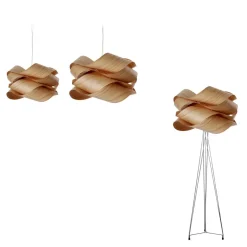 LZF Link hængelampe, Ø 46 cm, kirsebærtræ natur