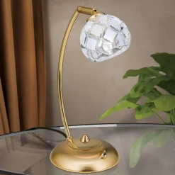 Maderno bordlampe med blykrystal, guld