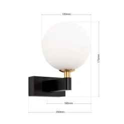 Mara væglampe, sort, glas, 17,5 cm høj, G9, IP44