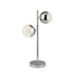 Marbles LED-bordlampe, kromfarvet, glas, 45 cm høj