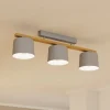 Mariel 3-lys loftslampe lysegrå naturtræ