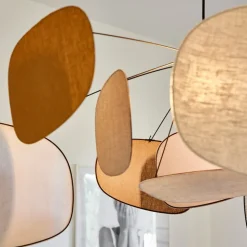 MARKET SET Hængelampe Screen 70's, Ø 110 cm, hør, farvet