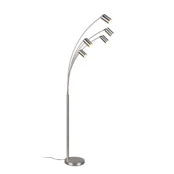 Marley gulvlampe, nikkel, højde 200 cm, 5 lyskilder, metal