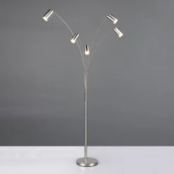 Marley gulvlampe, nikkel, højde 200 cm, 5 lyskilder, metal