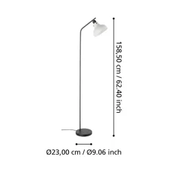 Matlock gulvlampe, højde 158 cm, grå/sort