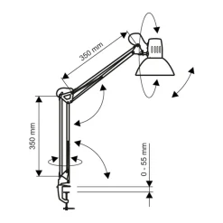 MAULstudy klemmelampe, sort, 44 cm, metal, E27
