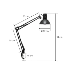 MAULstudy klemmelampe, sort, 44 cm, metal, E27