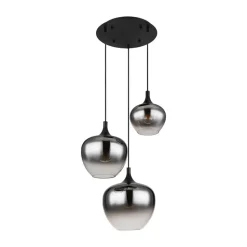 Maxy hængelampe, Ø 48 cm, røggrå, glas, 3 lyskilder.