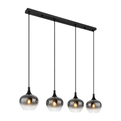 Maxy hængelampe, længde 100 cm, røggrå, glas, 4 lyskilder.