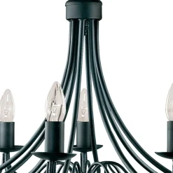 Maypole lysekrone, mat sort, 8 lyskilder