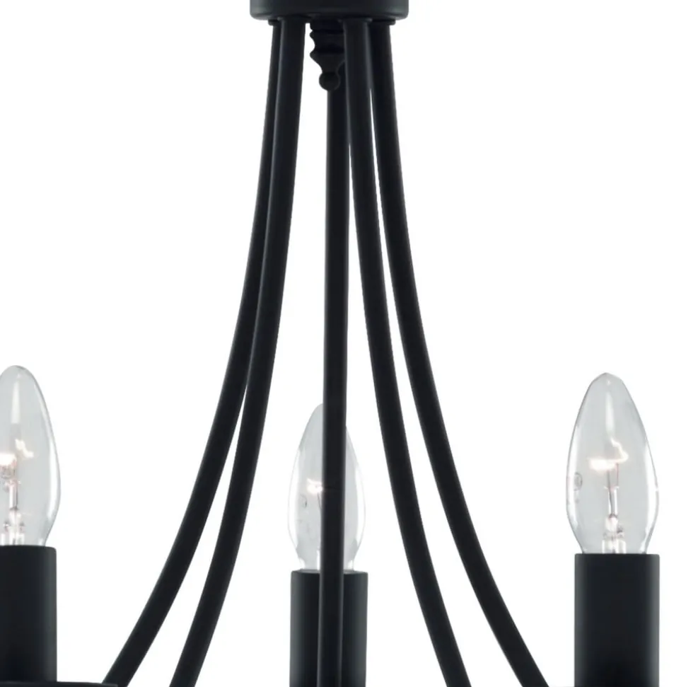 Maypole lysekrone, mat sort, 5 lyskilder