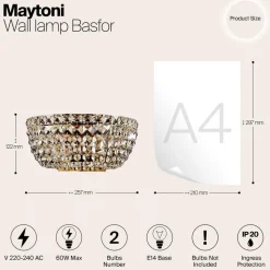 Maytoni Basfor væglampe med flot krystalvedhæng