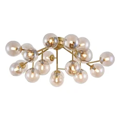 Maytoni Dallas loftlampe, 20 glaskugler, guld
