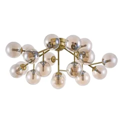 Maytoni Dallas loftlampe, 20 glaskugler, guld