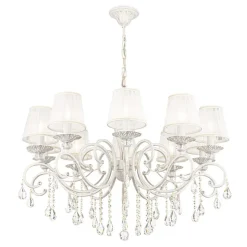 Maytoni Grace lysekrone, hvid, 10 lyskilder, organza