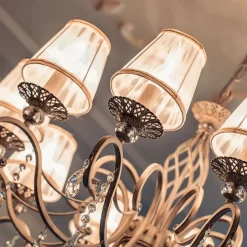 Maytoni Grace lysekrone, hvid, 10 lyskilder, organza