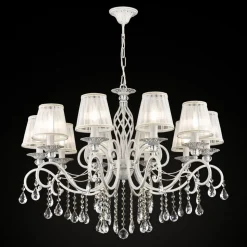Maytoni Grace lysekrone, hvid, 10 lyskilder, organza