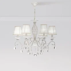 Maytoni Grace lysekrone, hvid, 6 lyskilder, organza, E14