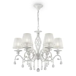 Maytoni Grace lysekrone, hvid, 6 lyskilder, organza, E14