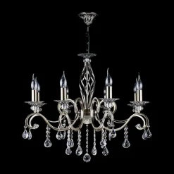 Maytoni Grace lysekrone, 8 lyskilder, messing/hvid