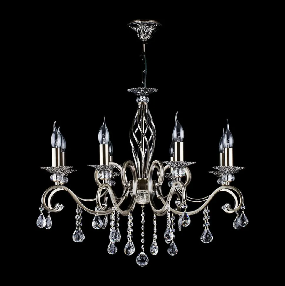 Maytoni Grace lysekrone, 8 lyskilder, messing/hvid